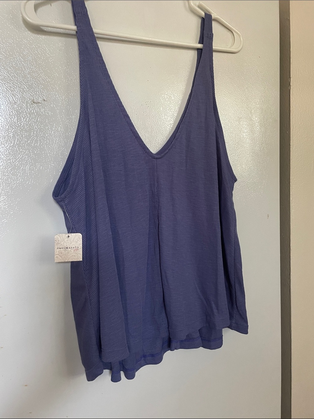 Free People Large Intimately New Dusty Iris Ribbed Baggy Tank Whimsy Versatile - Picture 7 of 8